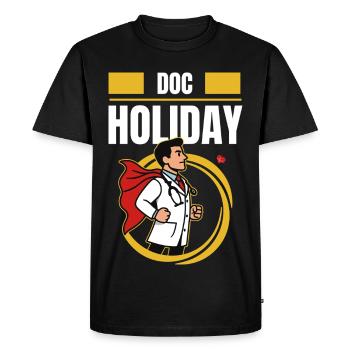 Doc Holiday – Médecin en style fraude sur le temps de travail - T-shirt Premium bio Homme - noir - Devant - Nico (187cm)