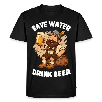 Save water, drink Beer - Sicher Wasser, trink Bier - Men's Premium Organic T-Shirt - black - Front - Nico (187cm)