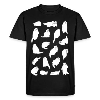 WHITE CAT ENERGY - Men's Premium Organic T-Shirt - black - Front - Nico (187cm)