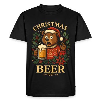 Bière de Noël Chemise de Noël drôle d’ours - T-shirt Premium bio Homme - noir - Devant - Nico (187cm)