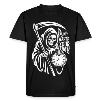Grim Reaper Clock – Don't Waste Your Time Motif - Men's Premium Organic T-Shirt - black - Front - Nico (187cm)