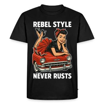 Pin-up rockabilly : Le style rebelle ne rouille jamais rétro - T-shirt Premium bio Homme - noir - Devant - Nico (187cm)