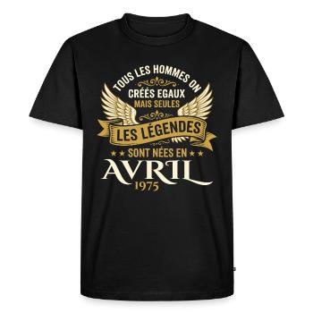 Légendaire depuis Avril 1975 - Vintage Avril 1975 - T-shirt Premium bio Homme - noir - Devant - Nico (187cm)