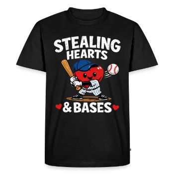 Stealing Hearts & Bases Baseball Heart Kids Desig - Men's Premium Organic T-Shirt - black - Front - Nico (187cm)