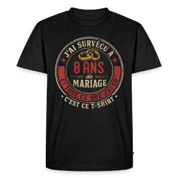 Humour Anniversaire : J'ai Survécu à 8 Ans - T-shirt Premium bio Homme - noir - Devant - Nico (187cm)