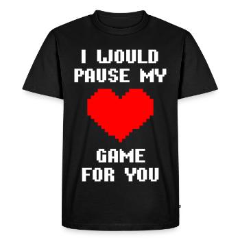 I Would Pause My Game For You Gamer-Love Heart - Men's Premium Organic T-Shirt - black - Front - Nico (187cm)