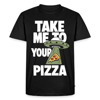 Take Me to Your Pizza UFO - Men's Premium Organic T-Shirt - black - Front - Nico (187cm)