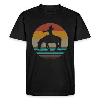 Rétro Indien cheval flèche et arc cadeau - T-shirt Premium bio Homme - noir - Devant - Nico (187cm)