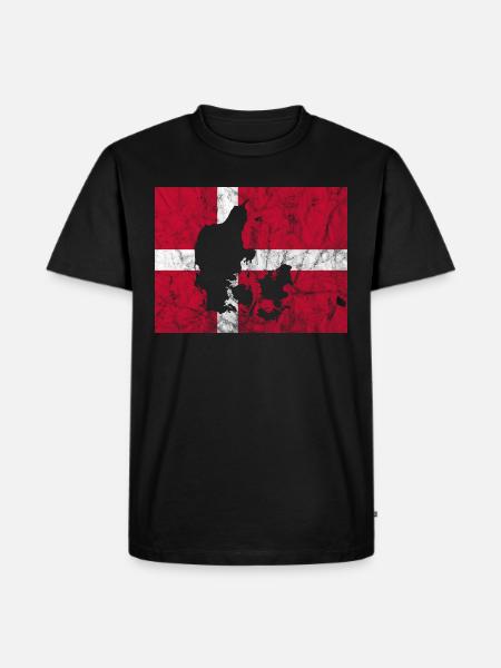 Danmarks Flag Dannebrog Silhuet - Herre Premium økologisk T-shirt - sort