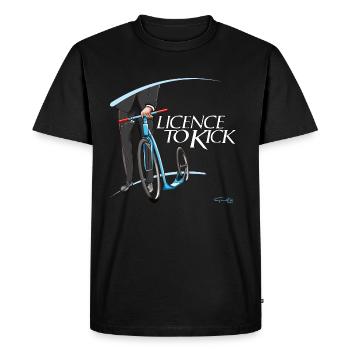 Tretroller - LICENCE TO KICK - Männer Premium Bio T-Shirt - Schwarz - Vorne - Nico (187cm)