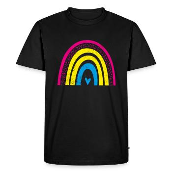 Pan Rainbow Pan Flag Queer LGBT Pansexual - T-shirt Premium bio Homme - noir - Devant - Nico (187cm)