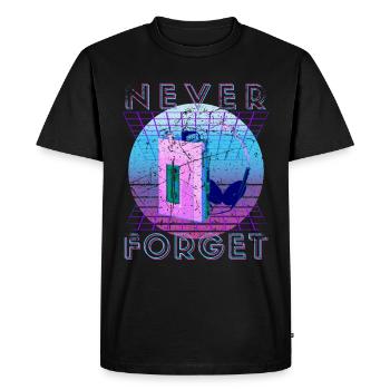Never Forget Retro 80s 90s Nostalgia - Men's Premium Organic T-Shirt - black - Front - Nico (187cm)