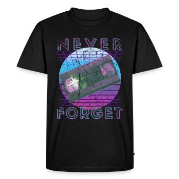 Never Forget Retro 80s 90s Nostalgia - Men's Premium Organic T-Shirt - black - Front - Nico (187cm)