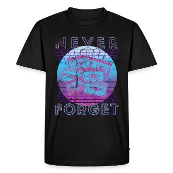 Never Forget Retro 80s 90s Nostalgia - Men's Premium Organic T-Shirt - black - Front - Nico (187cm)