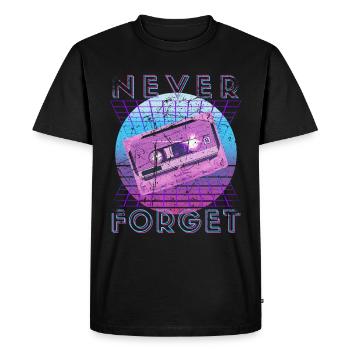 Never Forget Retro 80s 90s Nostalgia - Men's Premium Organic T-Shirt - black - Front - Nico (187cm)