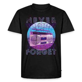 Never Forget Retro 80s 90s Nostalgia - Men's Premium Organic T-Shirt - black - Front - Nico (187cm)