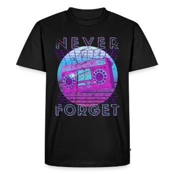 Never Forget Retro 80s 90s Nostalgia - Men's Premium Organic T-Shirt - black - Front - Nico (187cm)