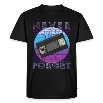 Never Forget Retro 80s 90s Nostalgia - Men's Premium Organic T-Shirt - black - Front - Nico (187cm)