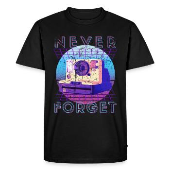 Never Forget Retro 80s 90s Nostalgia - Men's Premium Organic T-Shirt - black - Front - Nico (187cm)