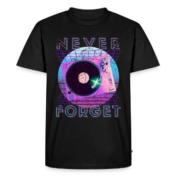 Never Forget Retro 80s 90s Nostalgia - Men's Premium Organic T-Shirt - black - Front - Nico (187cm)