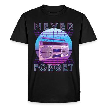 Never Forget Retro 80s 90s Nostalgia - Men's Premium Organic T-Shirt - black - Front - Nico (187cm)