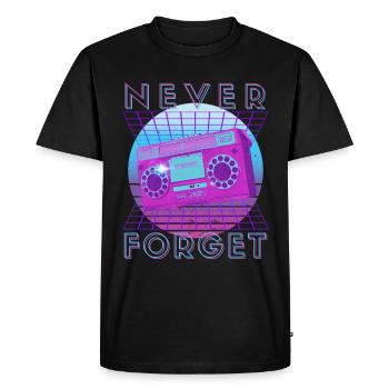 Never Forget Retro 80s 90s Nostalgia - Men's Premium Organic T-Shirt - black - Front - Nico (187cm)
