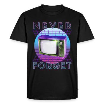 Never Forget Retro 80s 90s Nostalgia - Men's Premium Organic T-Shirt - black - Front - Nico (187cm)
