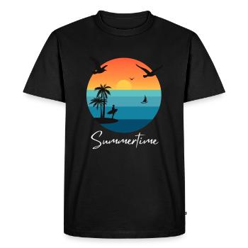 Chemise d’été d’été Femmes Hommes - T-shirt Premium bio Homme - noir - Devant - Nico (187cm)