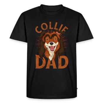 Collie Papa Chiens Cadeau Fête des Pères Long Hair Collie - T-shirt Premium bio Homme - noir - Devant - Nico (187cm)