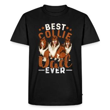 Collie Papa Dogs Father's Day Gift Long Hair Collie - Men's Premium Organic T-Shirt - black - Front - Nico (187cm)