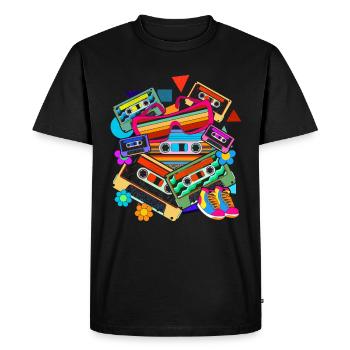 Eighties Gift Idea Retro Cassette - Men's Premium Organic T-Shirt - black - Front - Nico (187cm)