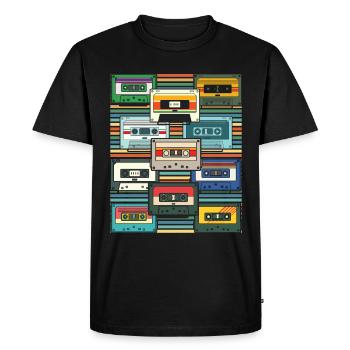 Eighties Retro 80s Cassette - Men's Premium Organic T-Shirt - black - Front - Nico (187cm)