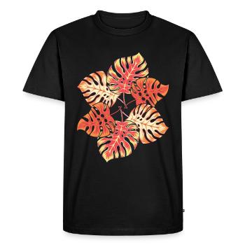 Tropical Monstera Deliciosa feuilles Monstera - T-shirt Premium bio Homme - noir - Devant - Nico (187cm)