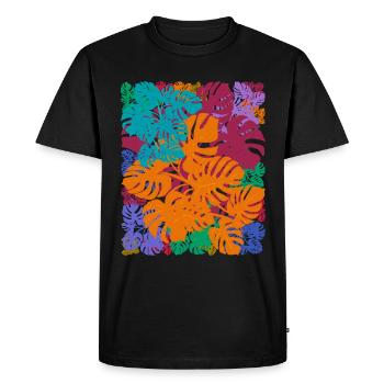 Plantes Feuilles tropicales Monstera Deliciosa - T-shirt Premium bio Homme - noir - Devant - Nico (187cm)
