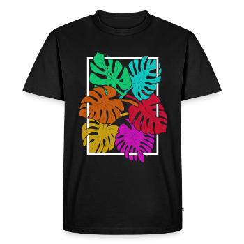 Colorful Monstera Deliciosa Leaves Plant Monstera - Men's Premium Organic T-Shirt - black - Front - Nico (187cm)