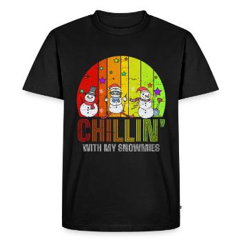 Chillin' With My Snowmies Santa Claus Snowman - Men's Premium Organic T-Shirt - black - Front - Nico (187cm)