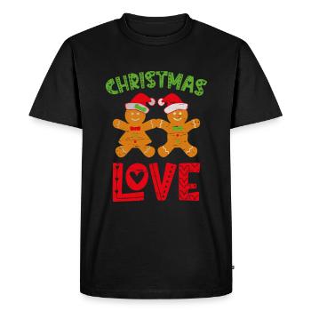 Noël Amour Père Noël Pain d’épices Vacances - T-shirt Premium bio Homme - noir - Devant - Nico (187cm)