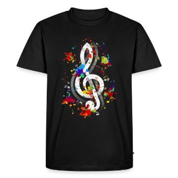 Colorful Violin Clef Music Clef - Men's Premium Organic T-Shirt - black - Front - Nico (187cm)