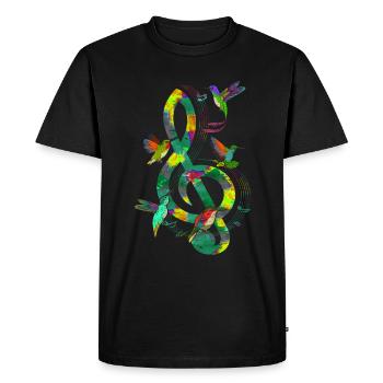 Music Gift Hummingbird Bird Clef - Men's Premium Organic T-Shirt - black - Front - Nico (187cm)