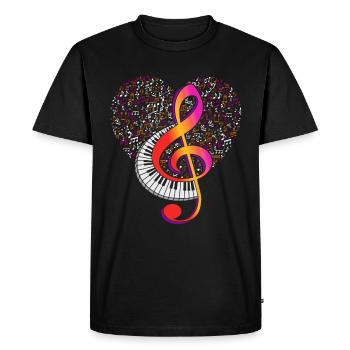 Musicien Clavier Violon Clef Clef Clef - T-shirt Premium bio Homme - noir - Devant - Nico (187cm)