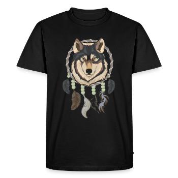 Animal Motif Cadeau Loup Capteur de Rêves - T-shirt Premium bio Homme - noir - Devant - Nico (187cm)