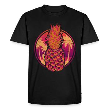 Summer Fruit Tropical Fruit Pineapple - Men's Premium Organic T-Shirt - black - Front - Nico (187cm)