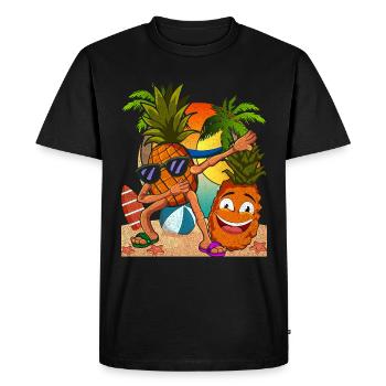 Summer Fruit Tropical Fruit Pineapple - Men's Premium Organic T-Shirt - black - Front - Nico (187cm)