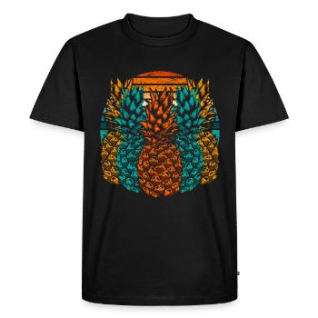 Summer Fruit Tropical Fruit Pineapple - Men's Premium Organic T-Shirt - black - Front - Nico (187cm)