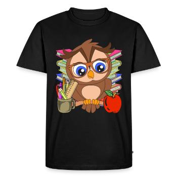 School Animal Motif Gift School Beginners Owl - Men's Premium Organic T-Shirt - black - Front - Nico (187cm)