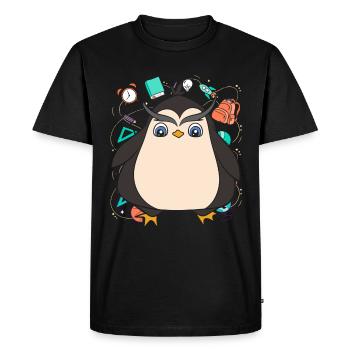 School Animal Motif Gift School Beginners Penguin - Men's Premium Organic T-Shirt - black - Front - Nico (187cm)
