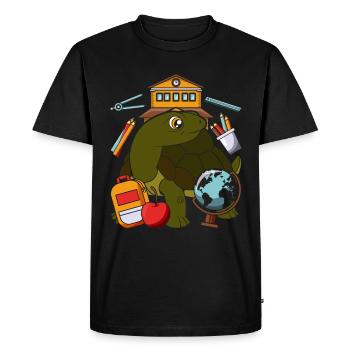 School Animal Gift School Beginners Turtle - Men's Premium Organic T-Shirt - black - Front - Nico (187cm)