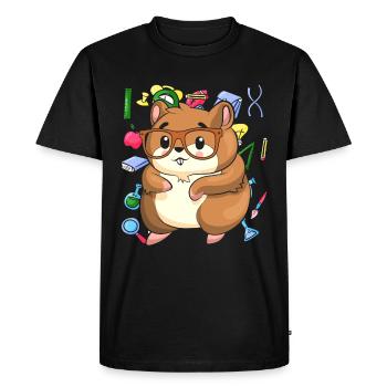 School Animal Motif Gift School Beginners Hamster - Men's Premium Organic T-Shirt - black - Front - Nico (187cm)