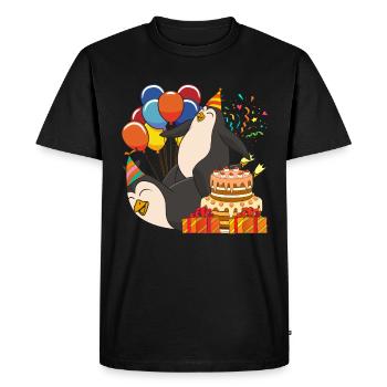 Cadeau de fête d’anniversaire Animal Penguin - T-shirt Premium bio Homme - noir - Devant - Nico (187cm)