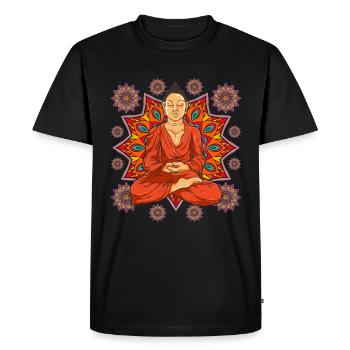 Cadeau bouddhiste Spiritualité Mandala Bouddha - T-shirt Premium bio Homme - noir - Devant - Nico (187cm)